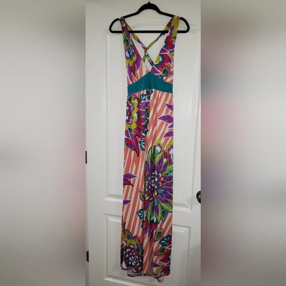 Flying Tomato Dresses | Flying Tomato Floral Abstract Plunge-Neck Maxi Dress Size Large Euc | Color: Blue/Orange | Size: L | Kanima22's Closet Flying Tomato Dresses | Flying Tomato Floral Abstract Plunge-Neck Maxi Dress Size Large Euc | Color: Blue/Orange | Size: L | Kanima22's Closet